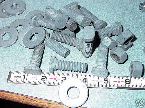 Lot of fifteen galvanized square shoulder t bolts / nuts / ws for sale