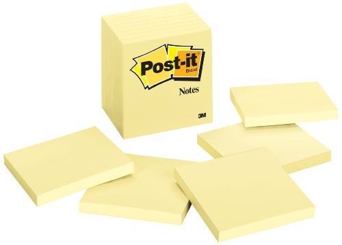 Post-it Notes, Original Pad, 3 Inches x 3 Inches, Canary Yellow, 75 Sheets per