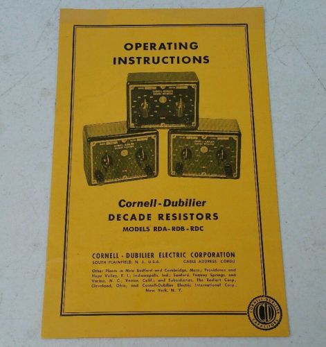 Cornell-Dubilier RDA, RDB, RDC Decade Resistors Owners Operating Instructions