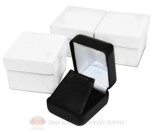 3 Piece Black Leather Earring Jewelry Gift Boxes 1 7/8&#034;W x 2 1/8&#034;D x 1 1/2&#034;H