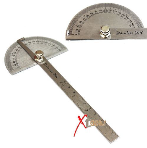 SAE Stainless Steel Rotary Protractor Angle Rule Gauge New