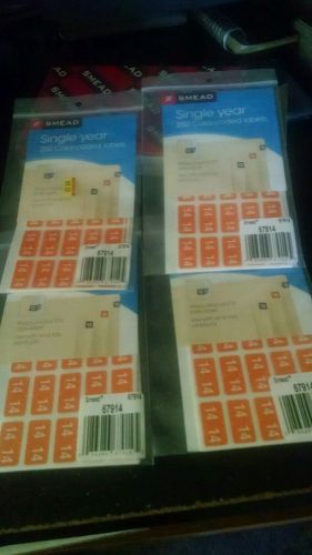 Smead 2014  Single Year Orange Color Coded Labels lot of 8 Packages--2000 Labels