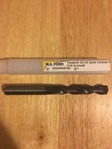 M.A. Ford 7/16&#034; Twister XD 5X Solid Carbide Drill, ALtima Coated 2XDSR4375A