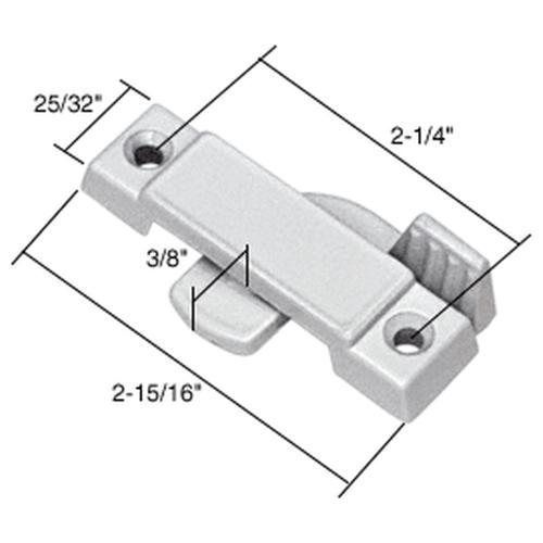 White Sliding Window Lock with 2-1/4&#034; Screw Holes &amp; 3/8&#034; Latch Projection F2590