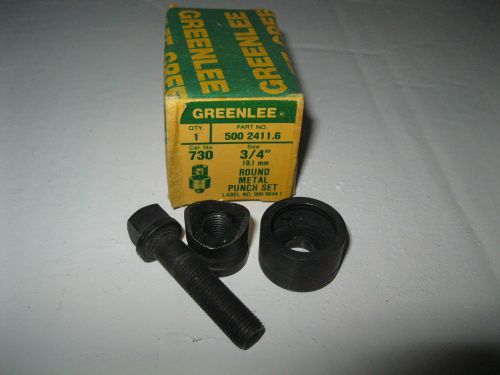 Vintage New Old Stock Greenlee 3/4&#034; round metal punch set no.730 NIB