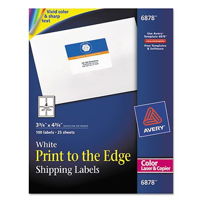 Color Printing Mailing Labels, 3 3/4 x 4 3/4, White, 100/Pack, Sold as 1 Package