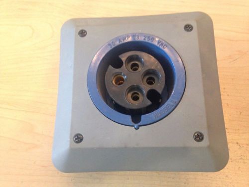 USED HUBBELL 30 AMP 250V 3 PHASE 4 WIRE PIN &amp; SLEEVE RECEPTACLE