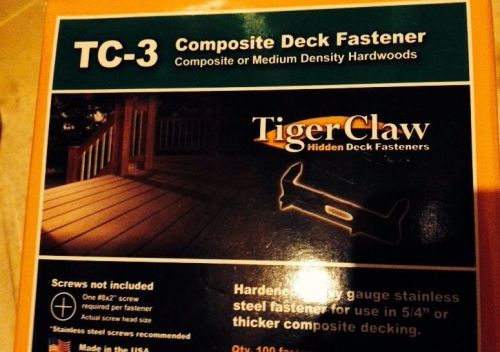 400 tiger claws deck fasteners t-3 for composite decks 4 boxes of 100 each for sale