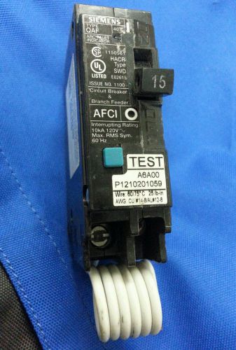 SIEMENS Q115AFC , Arc Fault, sigle phase , 15A, 120VAC circuit breaker