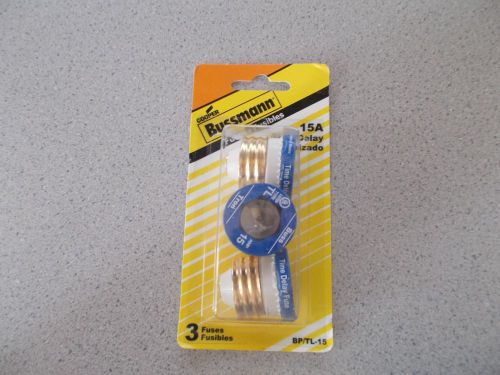 3 fuses bussman cooper plug time delay 15 amp bp tl 15 tl type fuse inductive for sale
