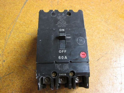 General Electric E11592 HACR Type TEY 480/277V 60A Circuit Breaker 3 Pole Used