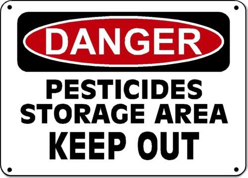 Danger sign - pesticides storage area keep out - 10&#034;x14&#034; osha sign for sale