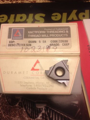 Duramet Xactform Threading Carbide Insert 27 ER 5 UN Grade CAXP Machinist Tool
