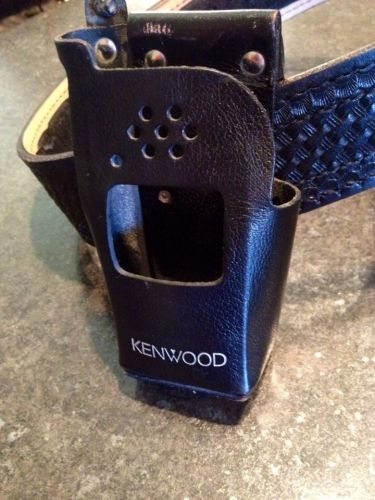 Kenwood leather radio holder/holster/carry case with large belt loop for sale