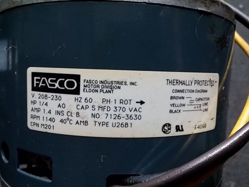 First Co A/C unit FAN MOTOR Fasco #7126-3630, CPN M201. IM