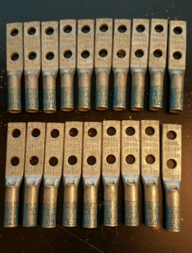 (Lot of 10) Burndy 6Awg Blue Comp Lug 2 Hole #10 Bolt, 5/8&#034; Center (YA6CL-2TC10)