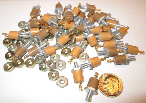 Cambion gold plated, threaded,  2-turret solder terminal .849l  w/hdw nos 4 pcs. for sale