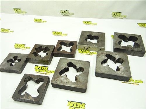 Lot of 8 hss lh &amp; rh square dies 1/2&#034; to 1-1/2&#034; npt nye baystate gtd for sale