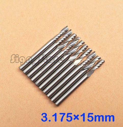 10 pcs Carbide Endmill Single Flute Spiral CNC Router Bits 3.175mmx 15mm