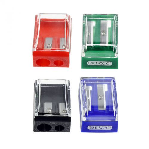 Set of 4 dual blade pencil sharpeners - assorted colors for sale