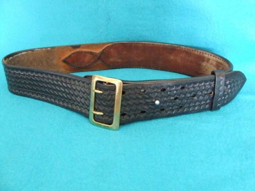 SAFETY SPEED DUTY BELT SIZE 38  BLACK LEATHER BASKET WEAVE