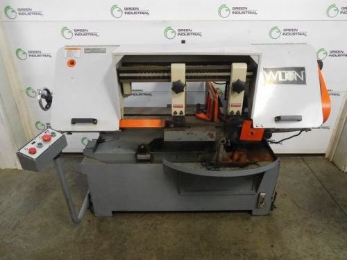 Used wilton 135 &#034; mitering band saw with roller conveyor feeders single phase for sale