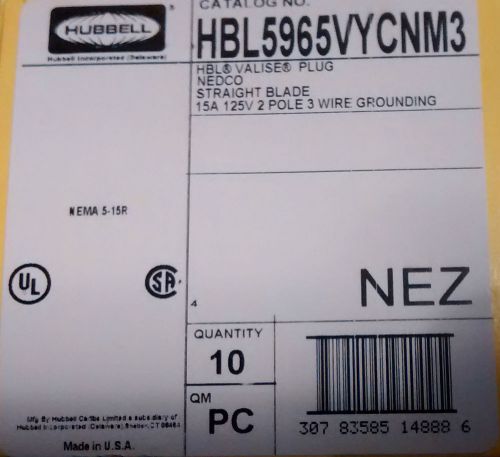 Hubbell Male Plug - Model# HBL5965VYCNM3 - Set of 10 Plugs - BNIB
