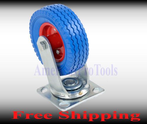 6&#034; Blue Flat Free Tire Swivel Caster - 300 lbs Capacity