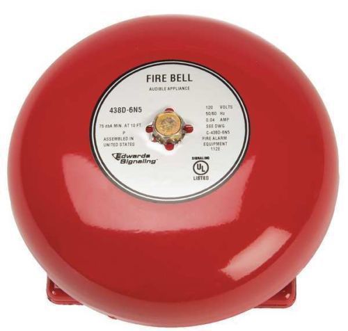 Edwards signaling 438d-6n5-r fire bell, red, 6 in. for sale