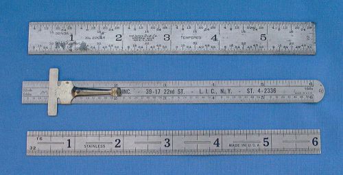 THREE MACHINIST TEMPERED SIX INCH POCKET RULERS