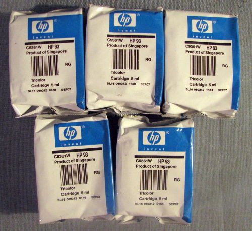 LOT OF 5 HP 93 TRICOLOR INK CARTRIDGES C9361W SEALED NEW