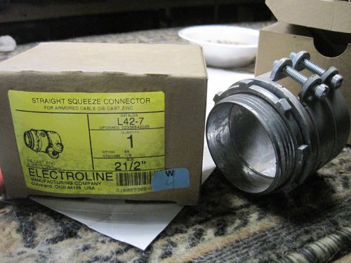 ELECTROLINE L42-7 2-1/2&#034; STRAIGHT SQUEEZE CONN. FLEX/ARMORED CABLE