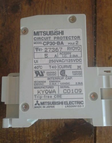 Mitsubishi Electric CP30-BA-2P-5A 2 Pole Circuit Breaker  AC/DC (Qty Available)