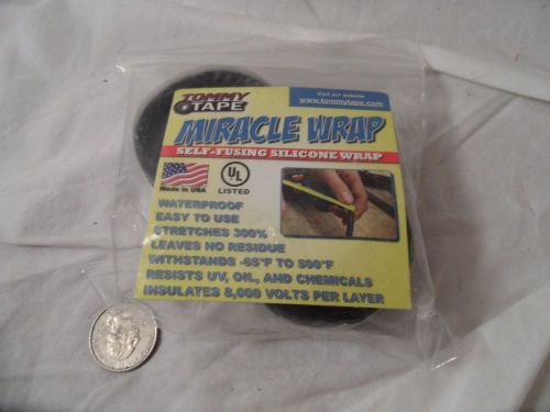 Tommy Tape Miracle Wrap 2 Rolls Black Self-Fusing Silicone Wrap 10&#039;x1&#034;  USA Made