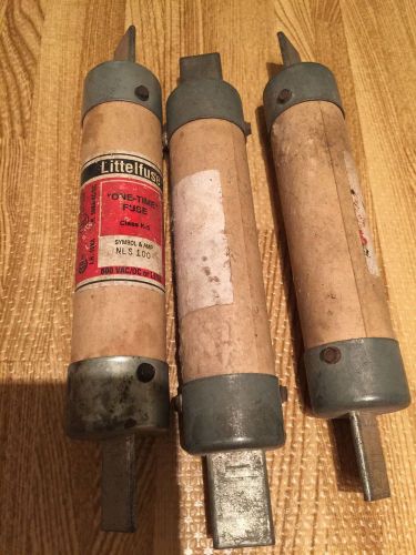 Lot 3 Littelfuse One Time Fuses Class K-5 SYMBOL &amp; AMP NLS 100 / 600 VAC/DC