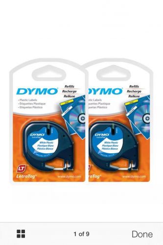 2PK LetraTag WHITE Plastic LT Label Refill Tapes Dymo 91331 Letra Tag 2-PACK NEW