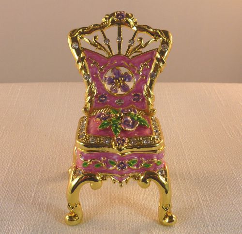 Crystal/enamel/yellow base metal chair accessories box for sale