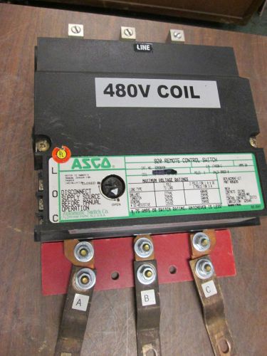 ASCO 920 Remote Control Switch 92036030 60A 480V Coil 3P Used