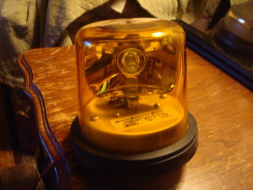 North american signal 24 volt quartz helogen bulb revolving amber caution light for sale