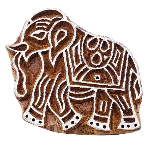 Decorative handcarved wooden elephant stamp printing block wood art pb3009a for sale