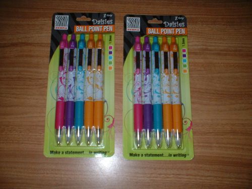 2 PACKAGES (10) ZEBRA DAISIES PENS BRAND NEW &amp; SEALED IN BOX FREE SHIPPING