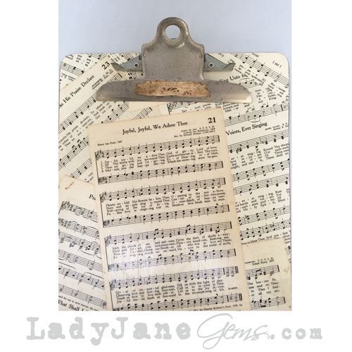 Pre-Loved Decorative White and Brown Clip Board - Hymns