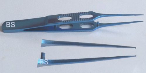Titanium Bonn Forceps Straight 0.12mm 1x2 Teeth with tying platform Ophthalmic