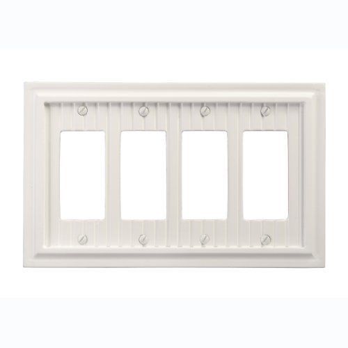 AmerTac 179R4W Cottage Composite Wood Quad Rocker-GFCI Wallplate, White New