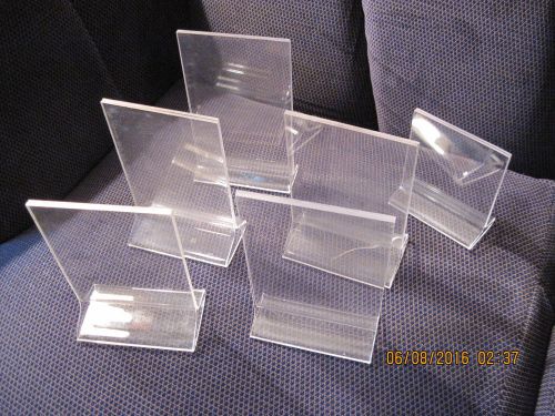 5 Clear Acrylic Table Tent Menu Card Holder 4&#034; x 6&#034; &amp; One 4&#034;X4&#034;