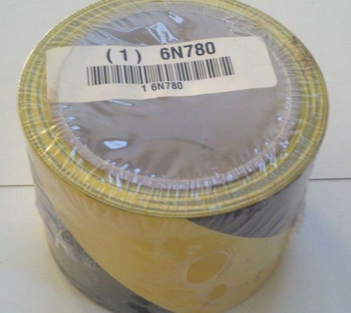 BRADY SAFETY Warning Tape 2&#034; W, 30 ft yellow black stripe B-950-3-B/Y 8N780
