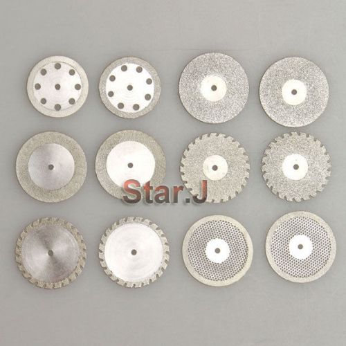 12pcs diamond polishing wheel saw disc rotary dental ceramic plaster resin tool for sale