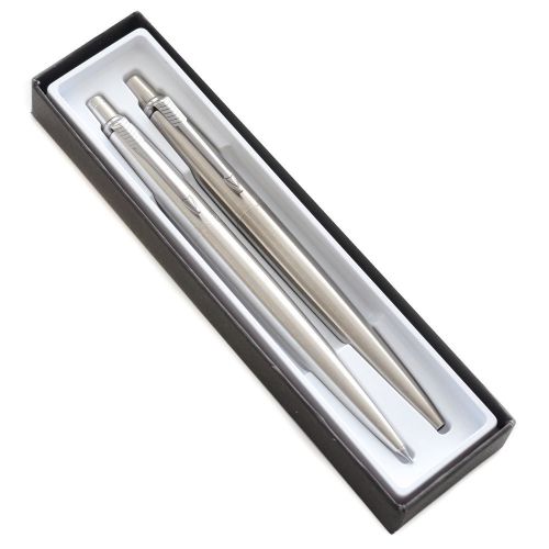 Parker- Jotter Stainless Steel Ball Point Pen &amp; Mechanical Pencil Set