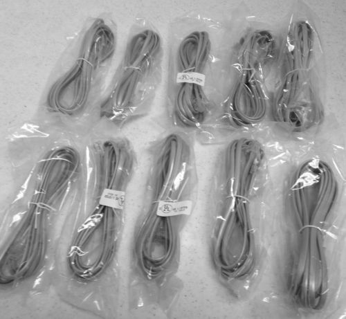 10-Pack NEW 7&#039; Silver Satin 4 Pin Line Cord for Nortel Norstar Meridian phone