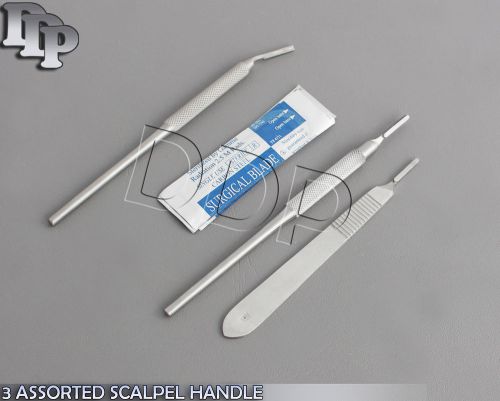 3 ASSORTED SCALPEL HANDLE #3 +10 STERILE SURGICAL SCALPEL BLADES #15